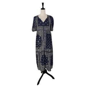 The Great. Ravine Bandana Paisley Dress Navy